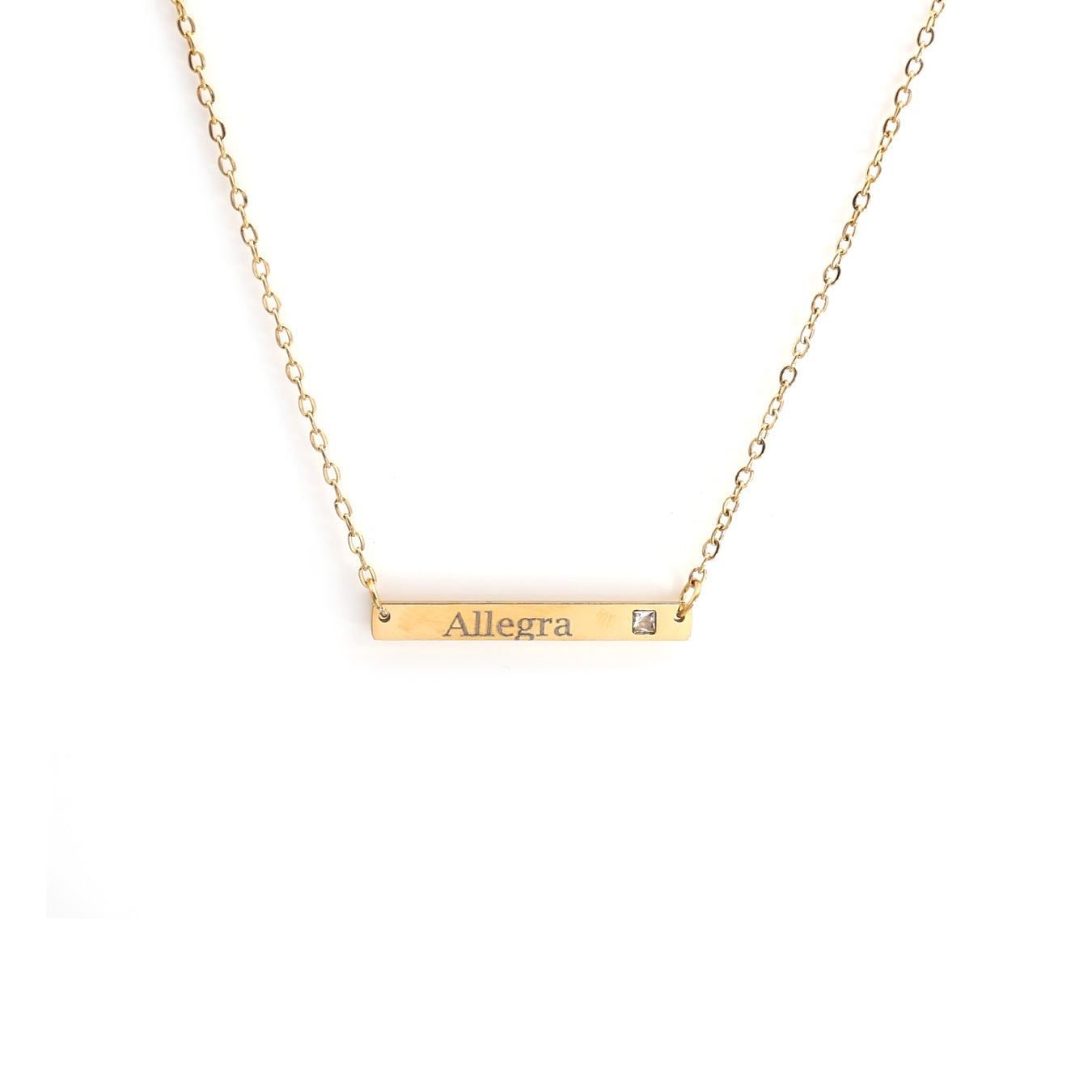 Stone Bar Pendant Necklace - Yellow Gold