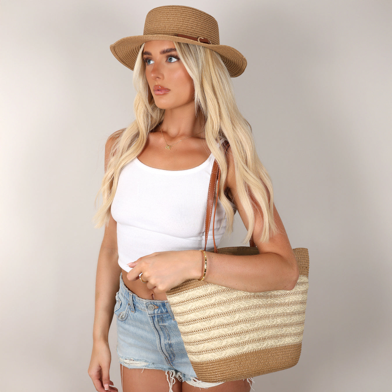 The Valencia Hat & Bag Set - Tan
