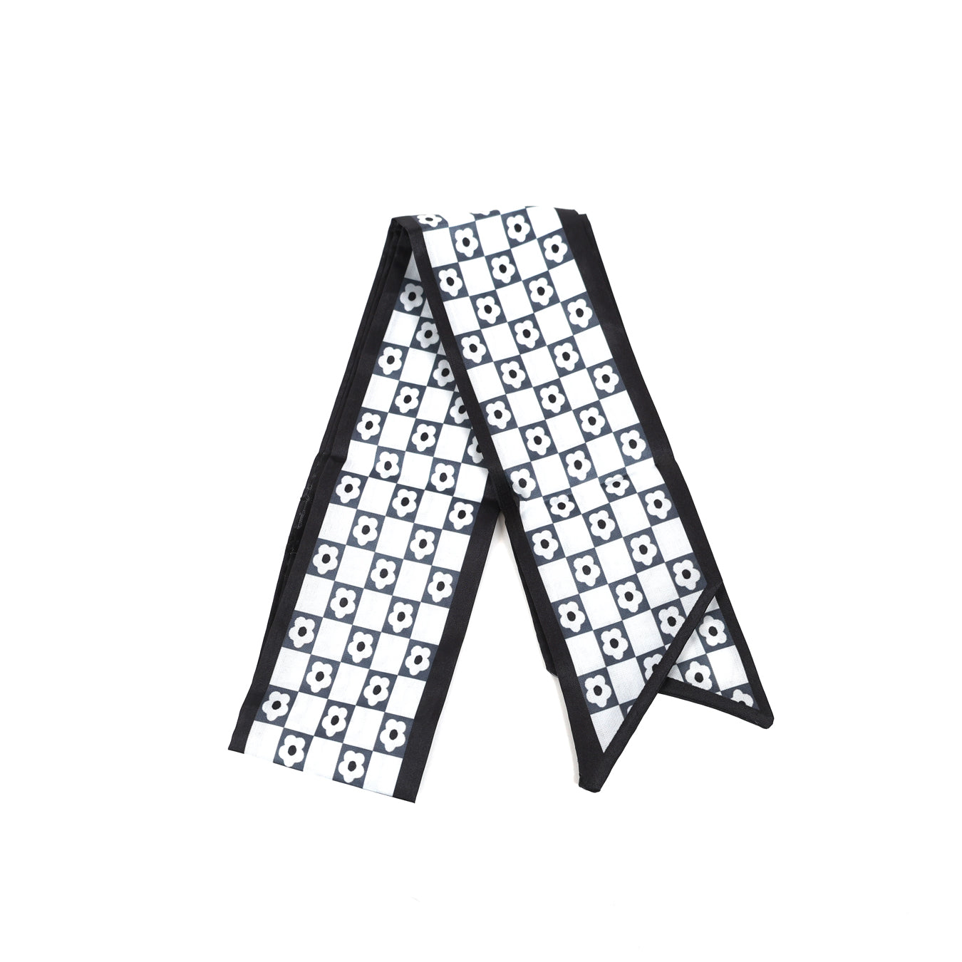 Black & White Flower Check Scarf