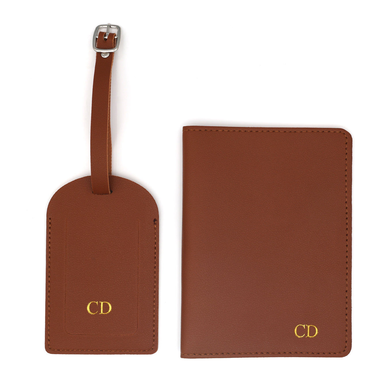 Personalised Passport Holder & Luggage Tag Set - Brown
