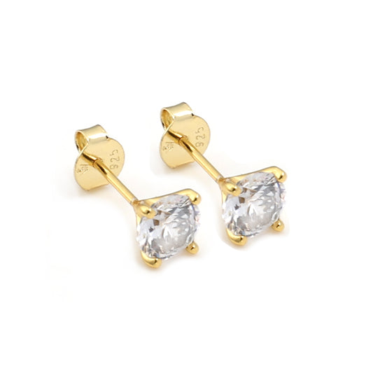 Mini Classic Claw Set Earrings - Yellow Gold Plated