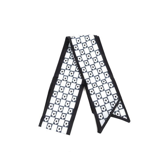 Black & White Flower Check Scarf