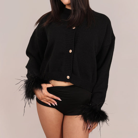 Feathered Midnight Cardigan